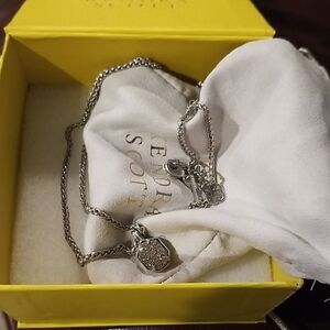Kendra Scott Silver CRYSTALS Textured Pendant Necklace!!! NWOT!!!